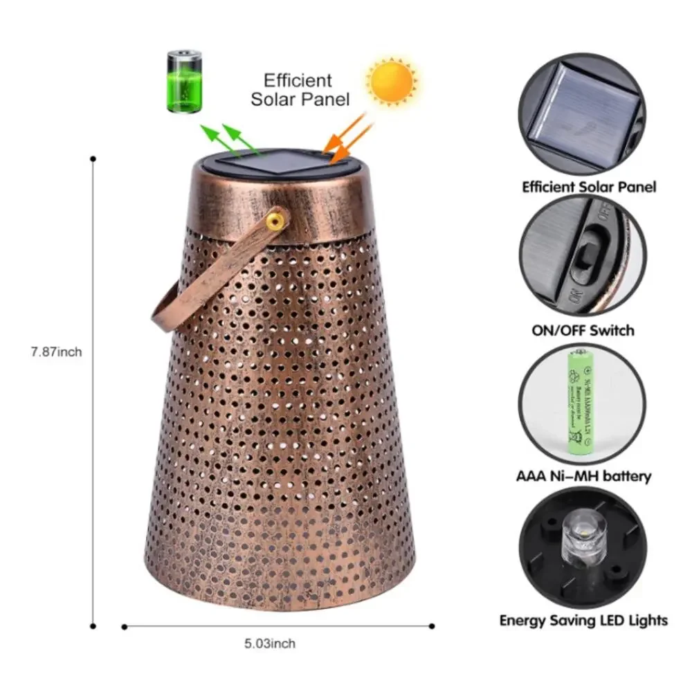 Solar Hollow Out Outdoor Light 2 Pack - Metal Lantern 5.04